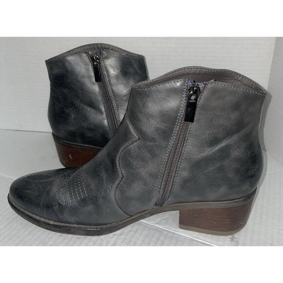 C Est 1946 Ankle Boots Women’s 10M Gray Faux Leather Cowgirl Western Pointed Toe - Picture 8 of 12